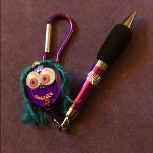 NWOT - Purple Googley Face Pen Leash With Pen